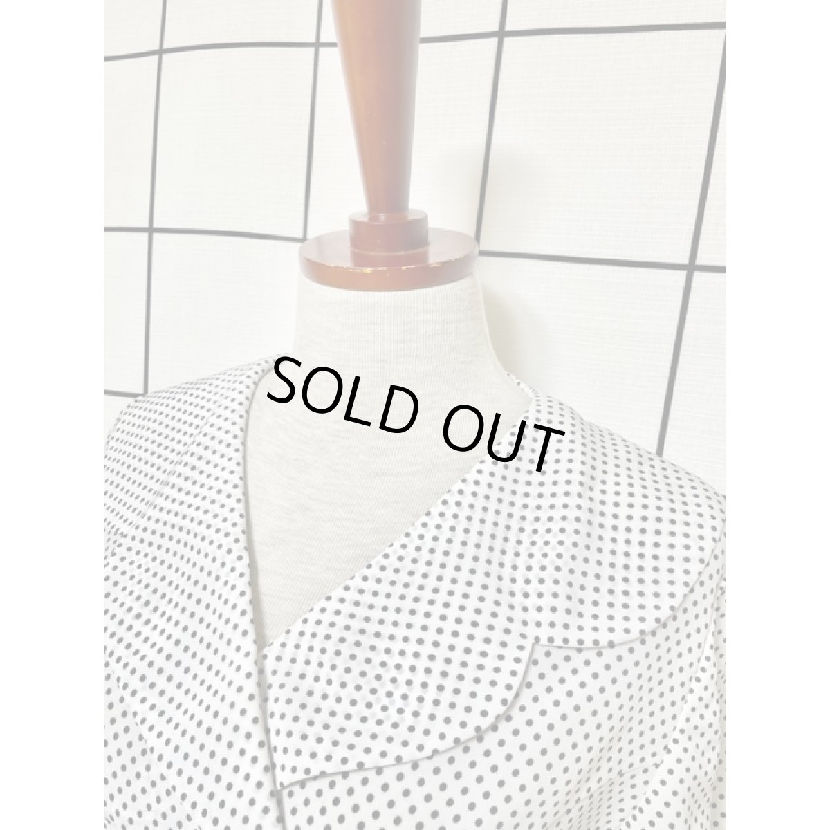 画像8: ドット ホワイト ブラック ビッグカラー 半袖 レトロ USA古着 ヴィンテージワンピース (8)