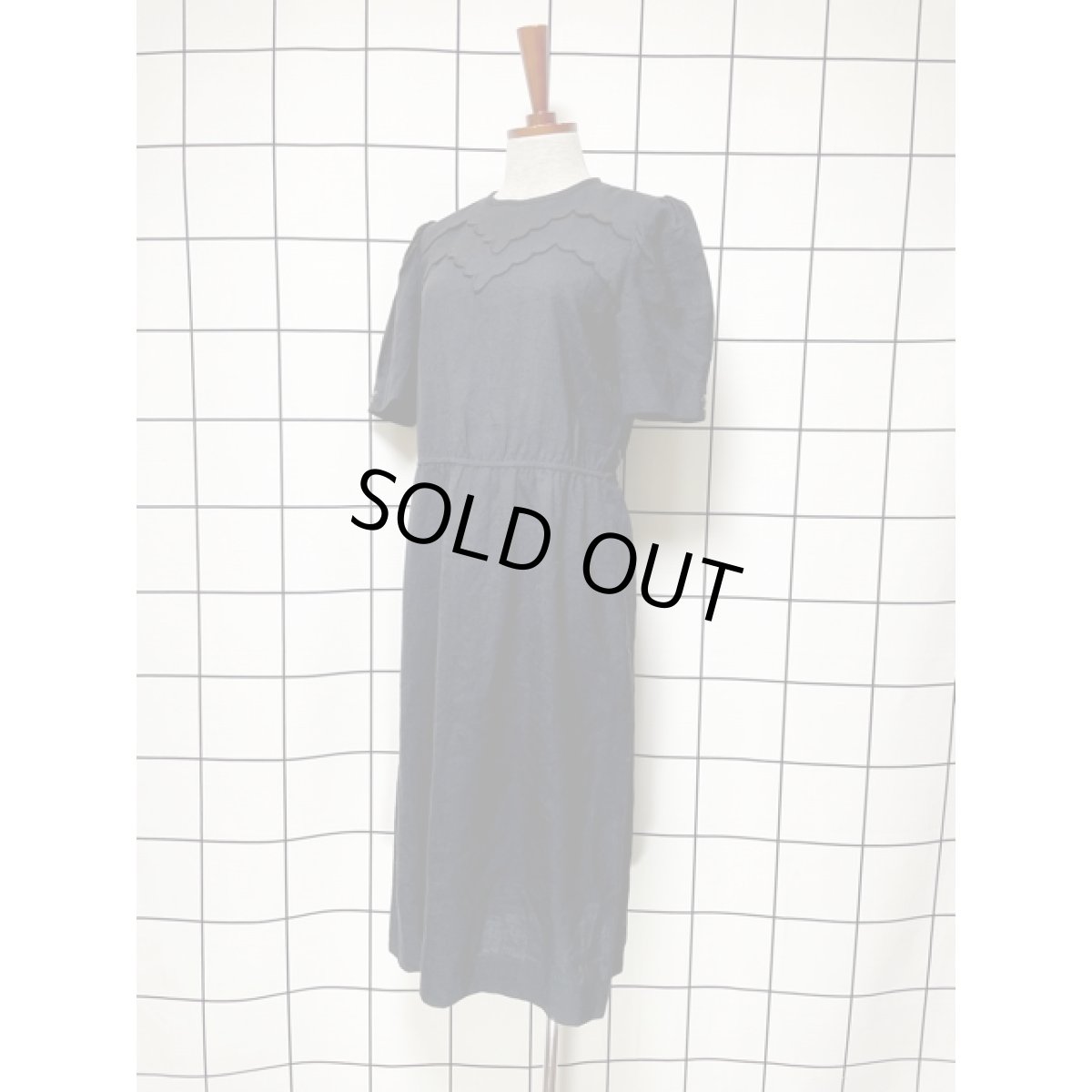 画像2: ティアードデザイン 無地 ブラック 黒 ウエストゴム TALON 半袖 レトロ USA古着 ヴィンテージワンピース (2)