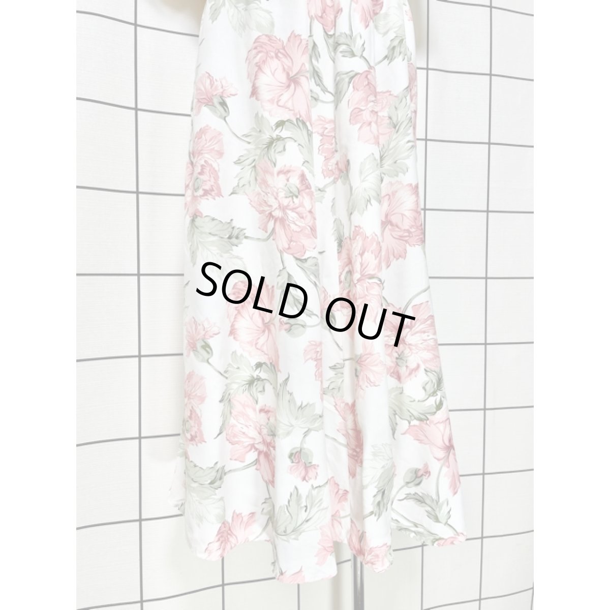 画像10: アンティークフラワー柄 ホワイト ウエストゴム クラシカル 半袖 レトロ USA古着 ヴィンテージワンピース【V8387】 (10)