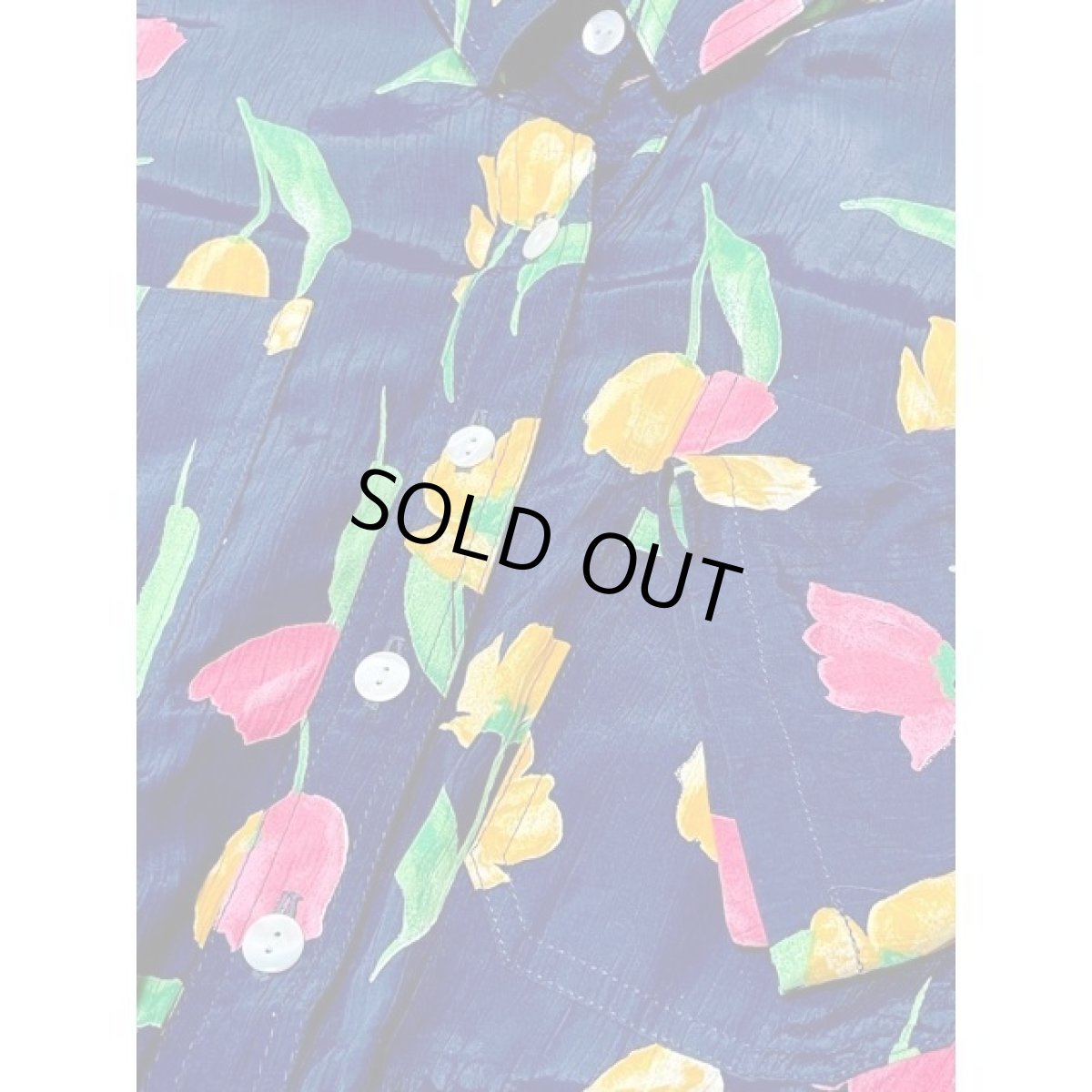 画像11: チューリップ柄  ベルト付 ネイビー ウエストゴム レトロ USA古着 ヴィンテージワンピース【V8381】 (11)