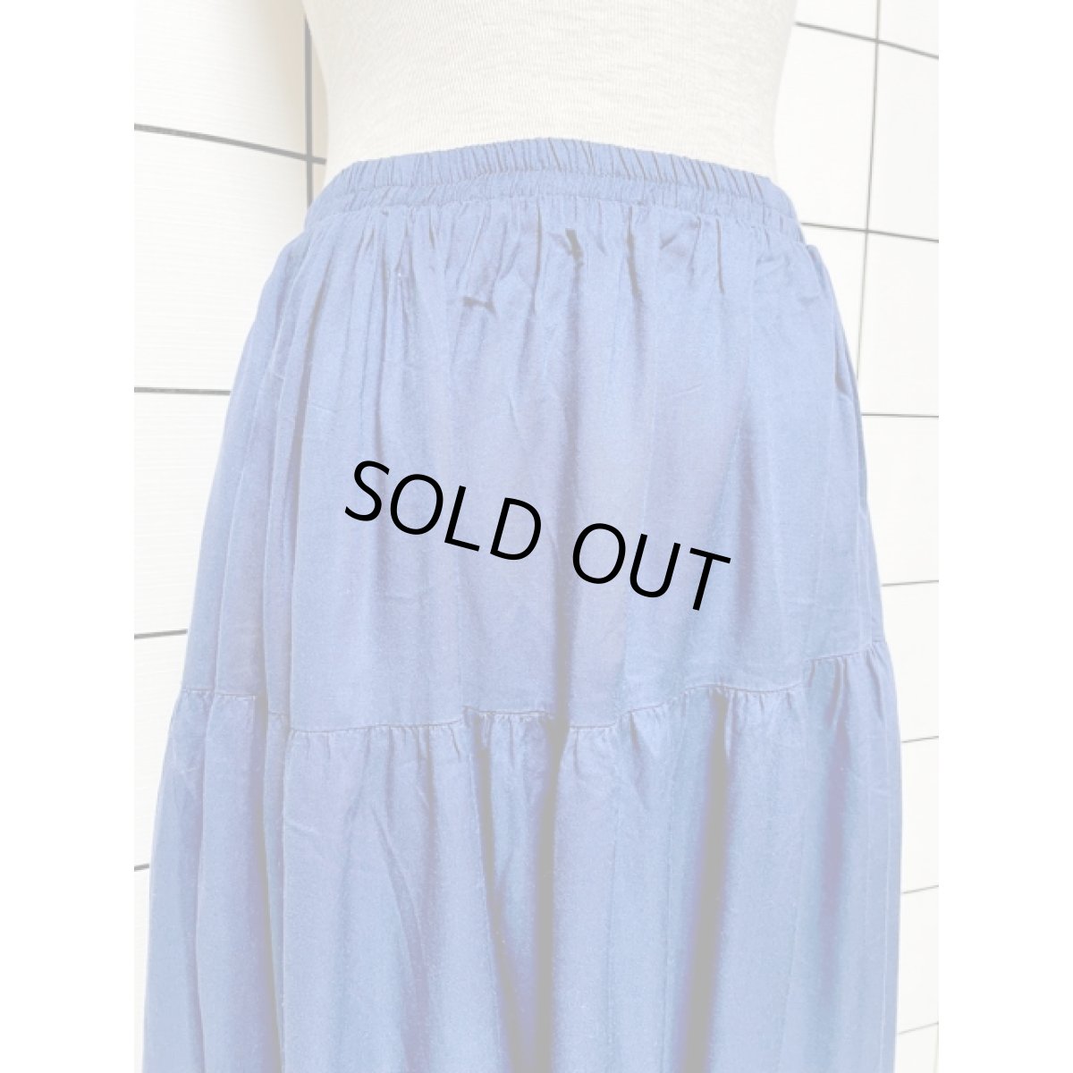 画像2: ティアード ネイビー 無地 ウエストゴム レトロ USA古着 ヴィンテージスカート (2)