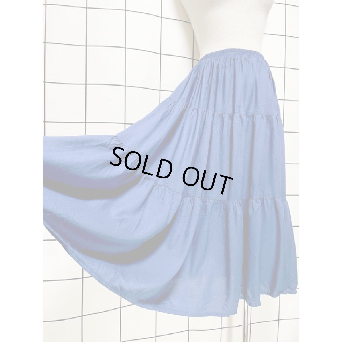 画像4: ティアード ネイビー 無地 ウエストゴム レトロ USA古着 ヴィンテージスカート (4)