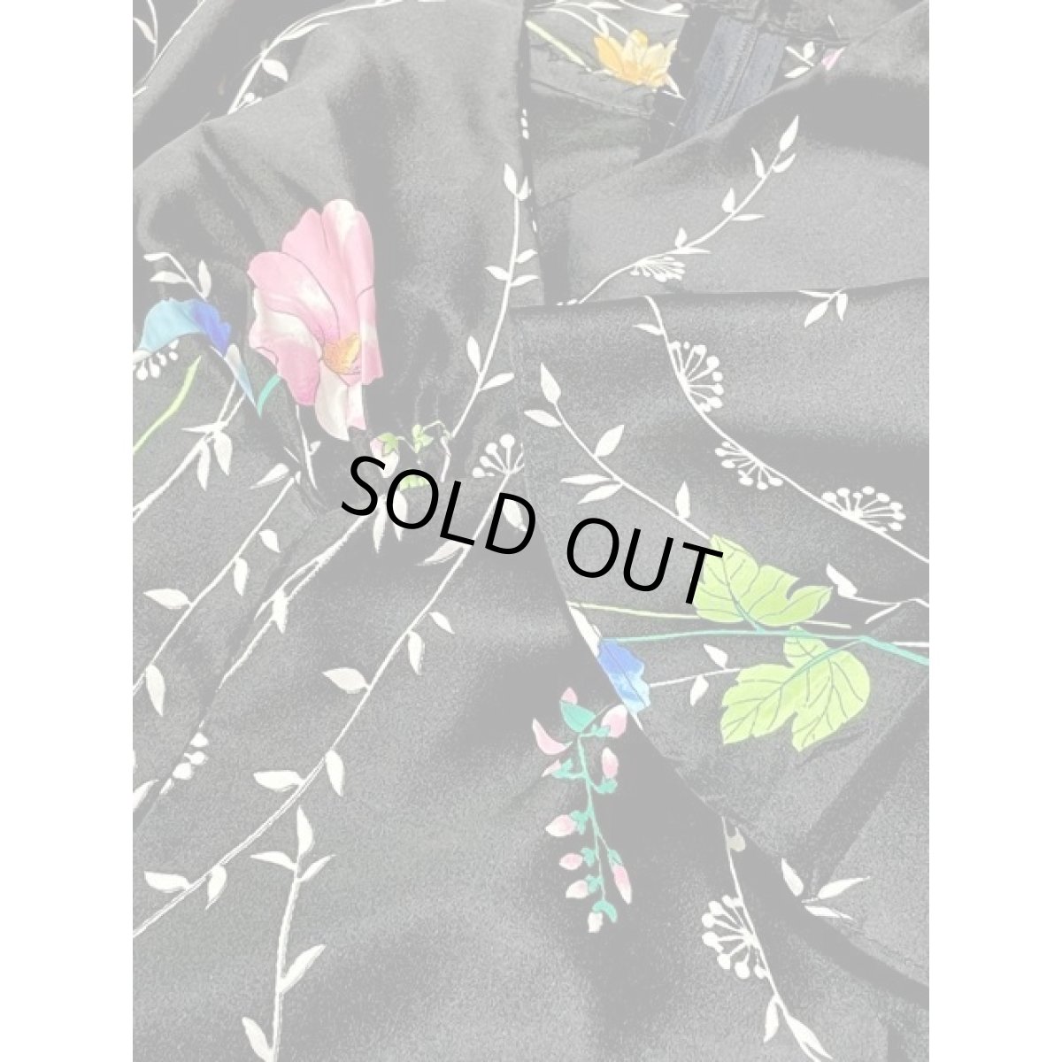 画像12: 70'sVintage レトロサイケ 花柄 360度魅力的 パーティースタイル 衣装にもおすすめ ブラック 黒 ヨーロッパ古着 ヴィンテージロングドレス【V8405】 (12)