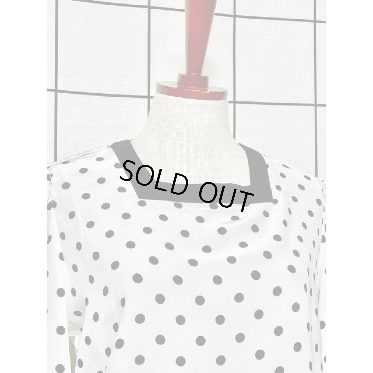 画像3: ドット プリーツ ホワイト ブラック モノクロ ウエストゴム レトロ USA古着 ヴィンテージワンピース【V8404】 (3)