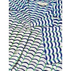 画像10: レトロワンピース 総柄 70年代 爽やか ホワイト ネイビー ブルー 半袖 古着 (10)