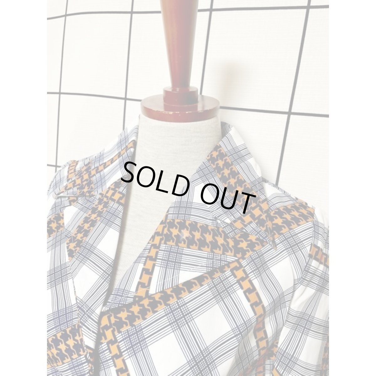 画像7: レトロワンピース チェック柄 70's バックル付ベルトセット 半袖 古着 (7)