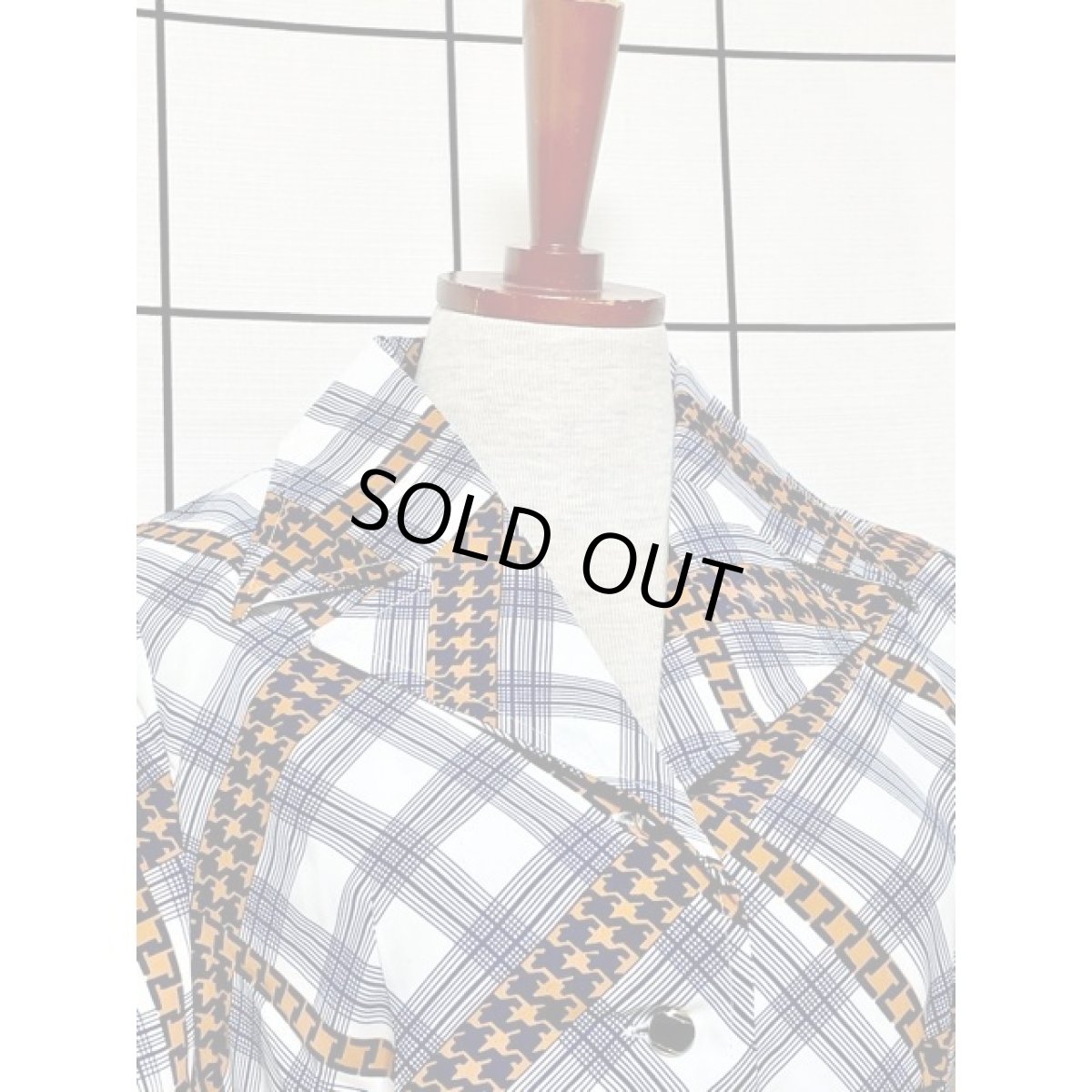 画像3: レトロワンピース チェック柄 70's バックル付ベルトセット 半袖 古着 (3)