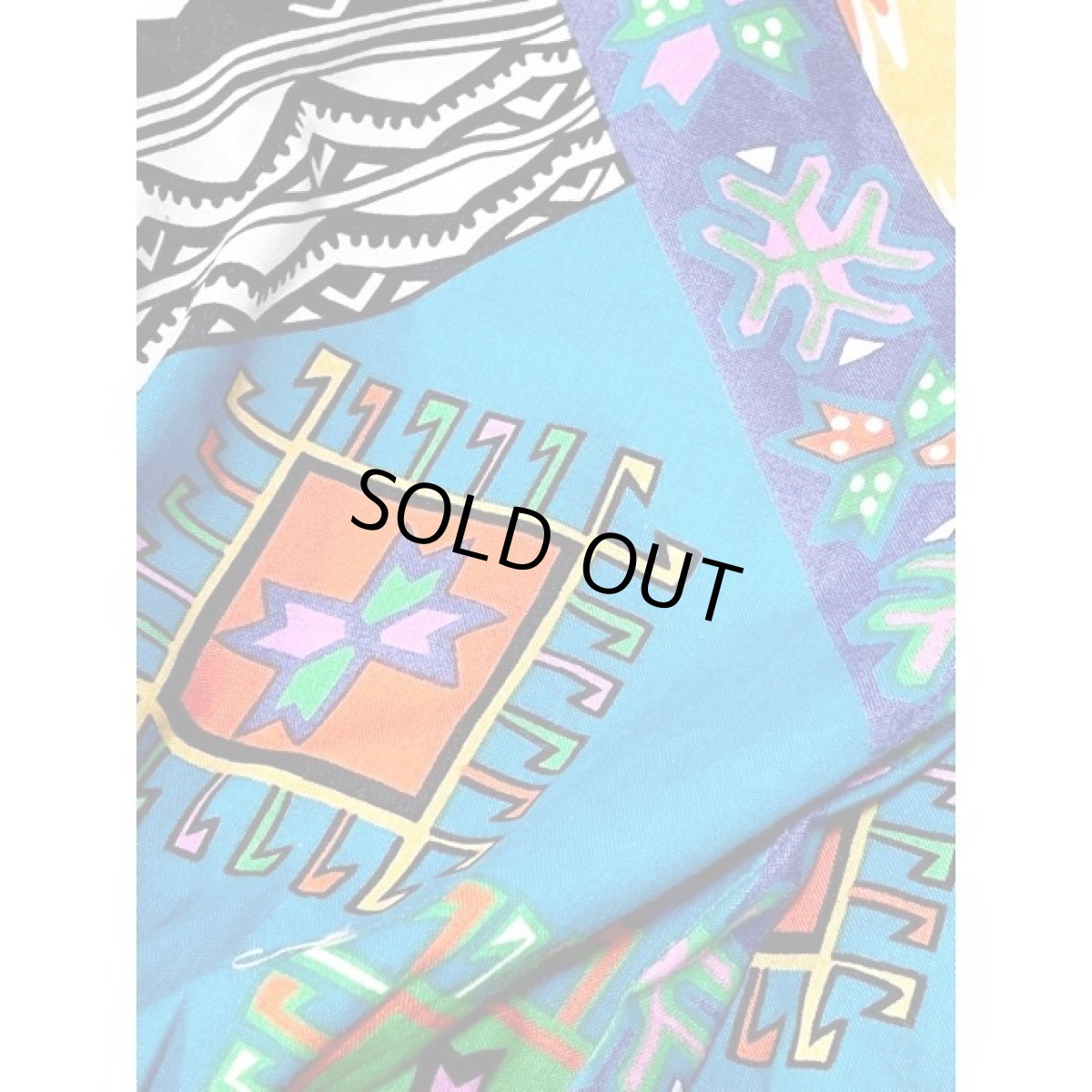 画像15: チマヨ柄 前開き ウエストゴム 半袖 レトロ USA古着 ヴィンテージワンピース (15)