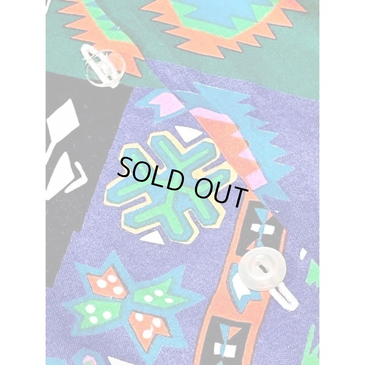 画像19: チマヨ柄 前開き ウエストゴム 半袖 レトロ USA古着 ヴィンテージワンピース (19)