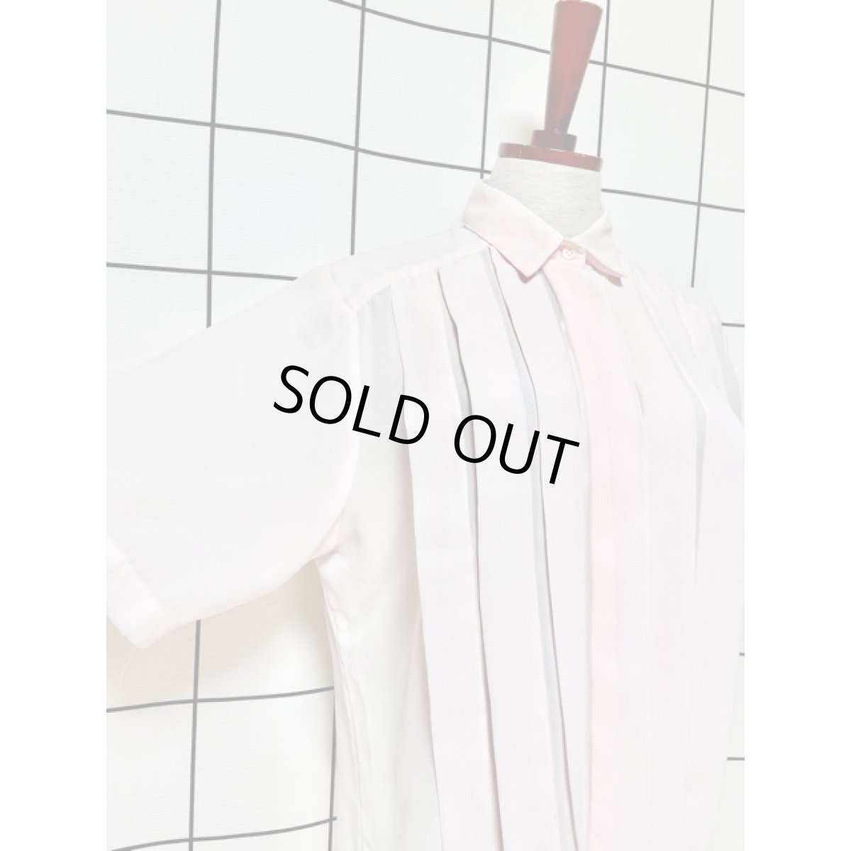 画像4: ピンク フロントタックデザイン レトロ USA古着 シャツ ヴィンテージブラウス (4)