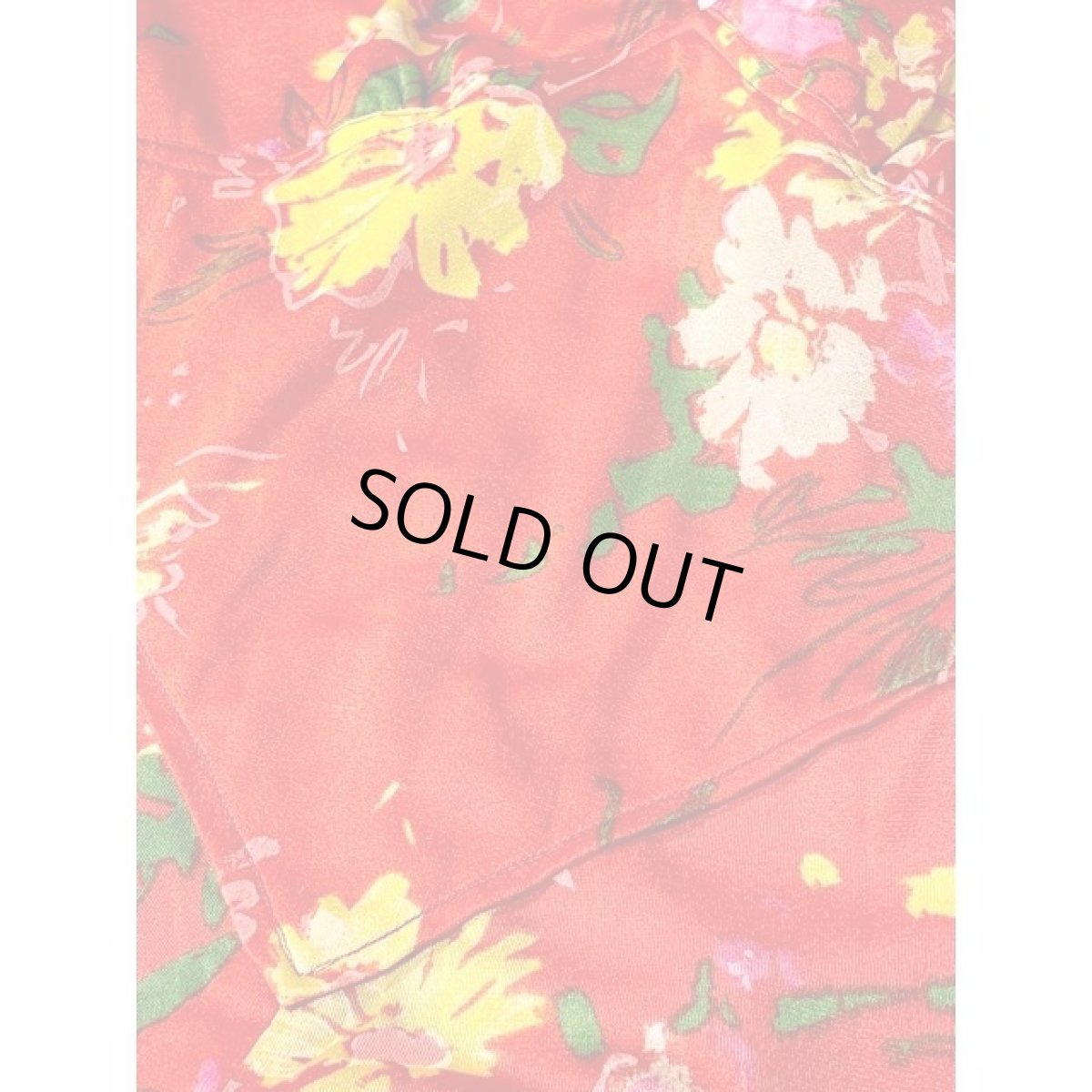 画像14: ホルターネック ワイドパンツデザイン アートフラワー柄 レッド レトロ ヨーロッパ古着 ヴィンテージオールインワン (14)