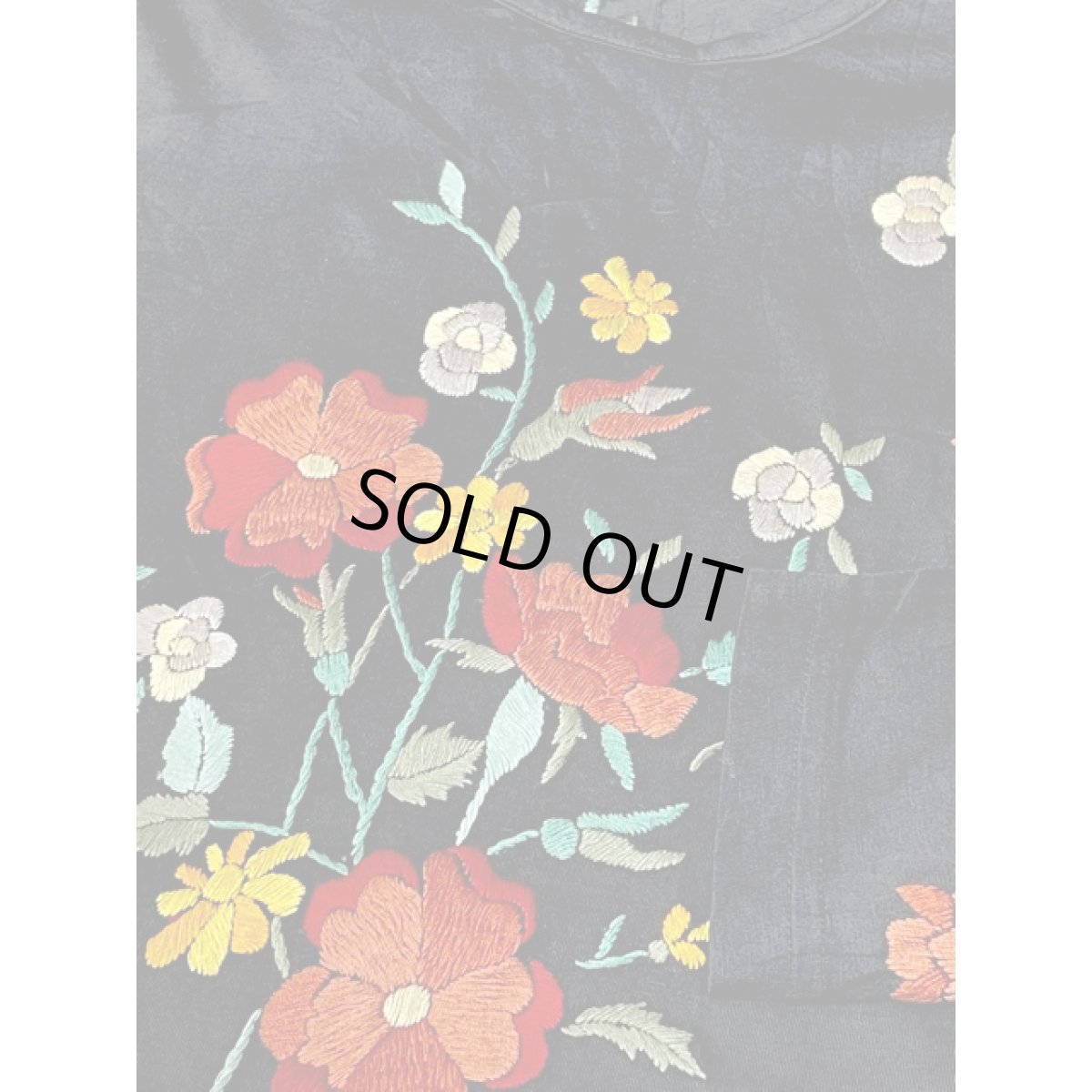 画像11: お花刺繍 ブラック プルオーバー 長袖 フォークロア レトロ 古着 ヴィンテージ刺繍ブラウス (11)