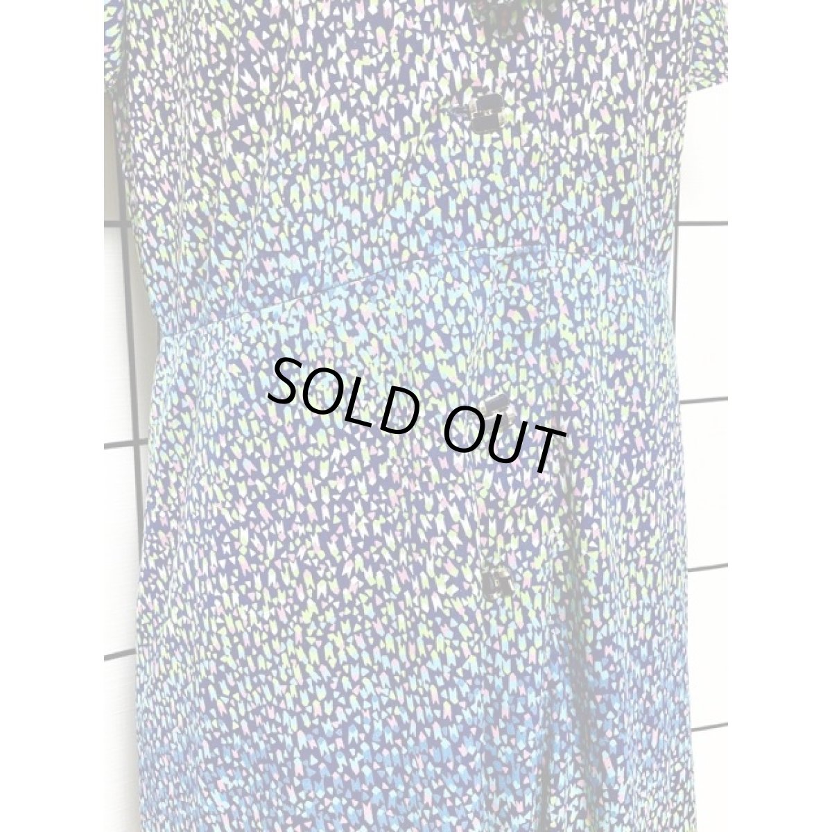 画像9: レトロワンピース グラデーションカラー リボン 70年代 半袖 古着 (9)