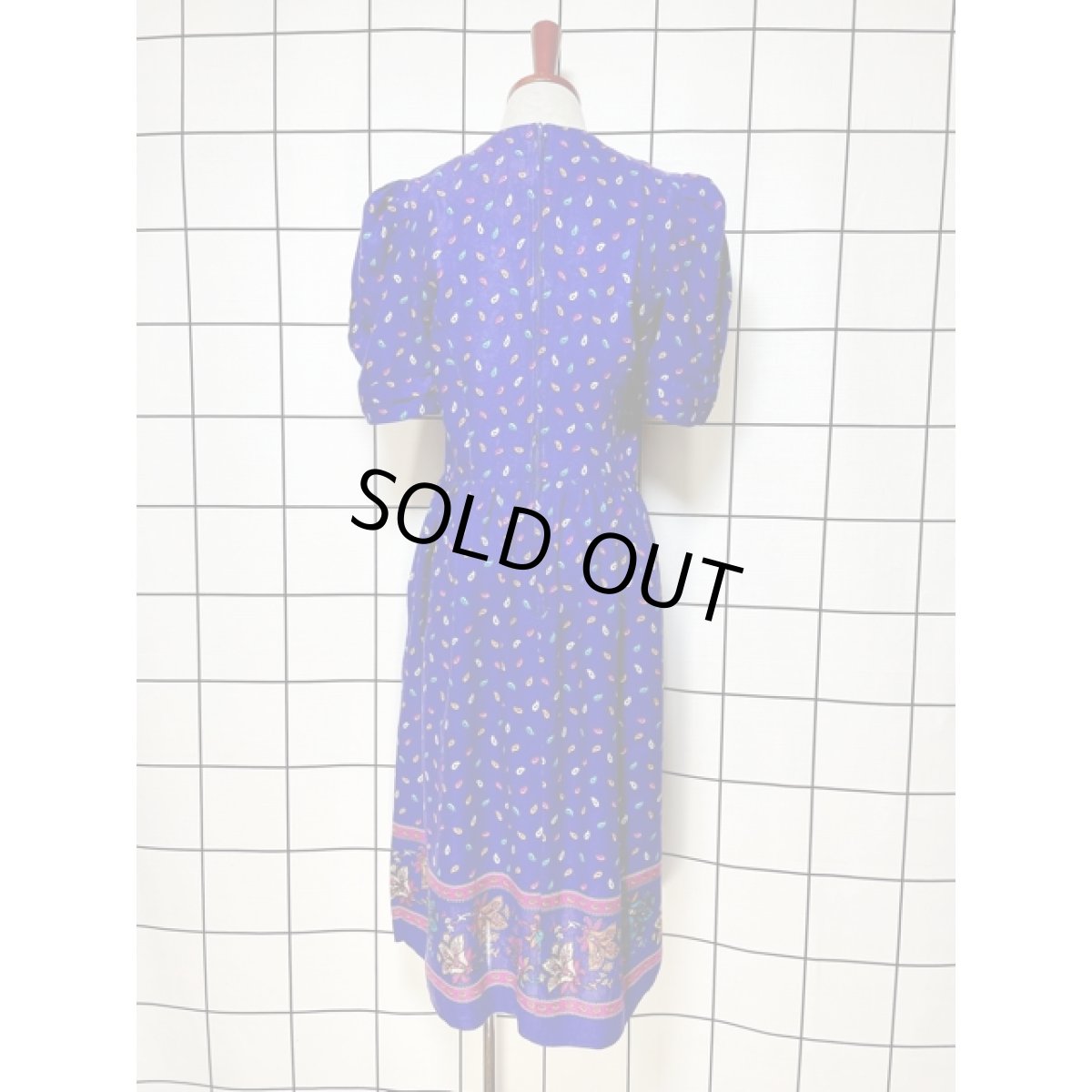 画像5: ペイズリーモチーフ 花柄 パフスリーブ 半袖 レトロ USA古着 ヴィンテージワンピース (5)