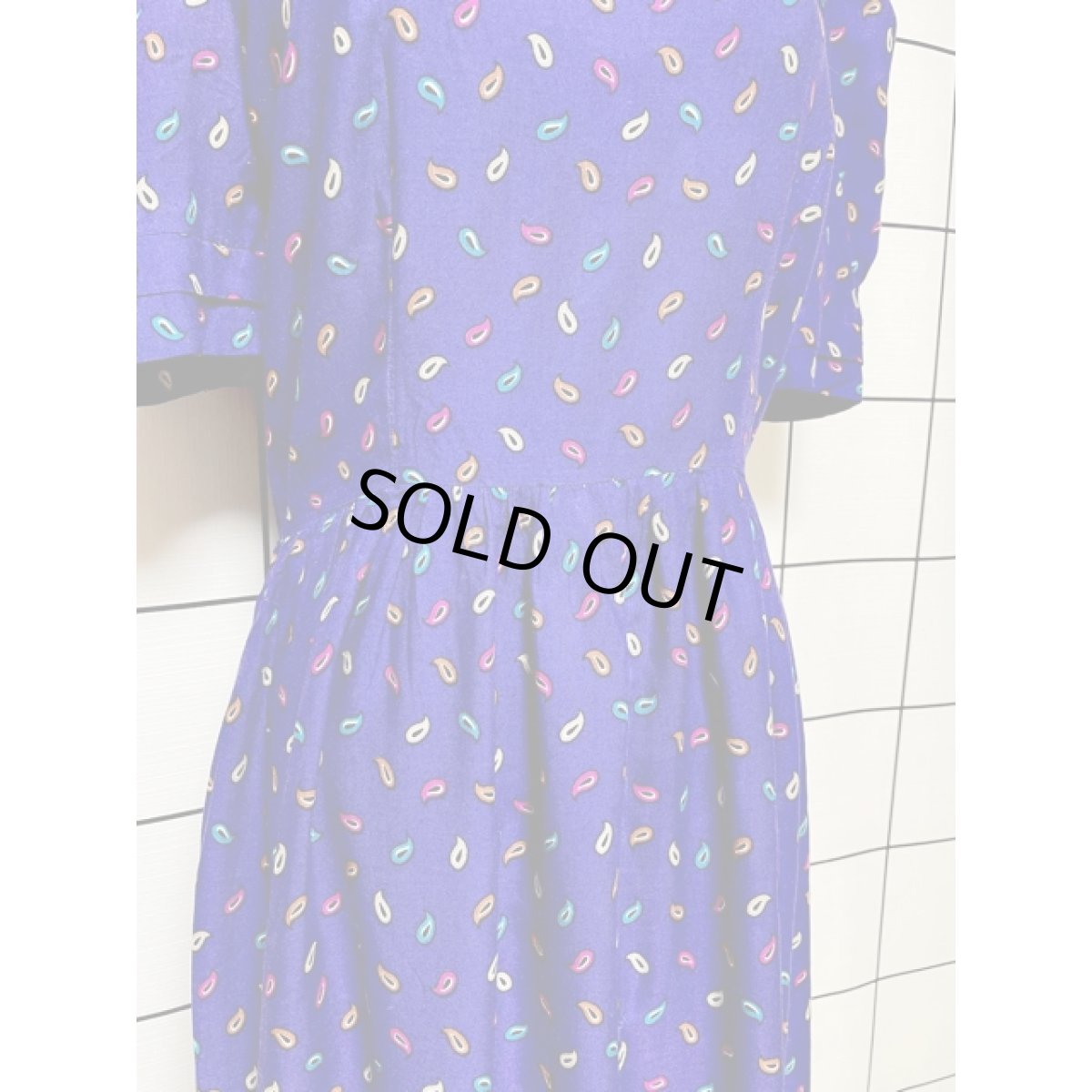 画像8: ペイズリーモチーフ 花柄 パフスリーブ 半袖 レトロ USA古着 ヴィンテージワンピース (8)