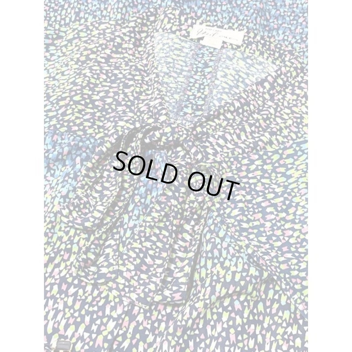 画像12: レトロワンピース グラデーションカラー リボン 70年代 半袖 古着 (12)