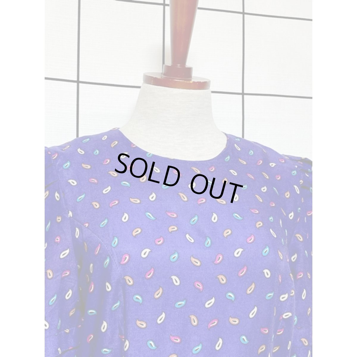 画像3: ペイズリーモチーフ 花柄 パフスリーブ 半袖 レトロ USA古着 ヴィンテージワンピース (3)