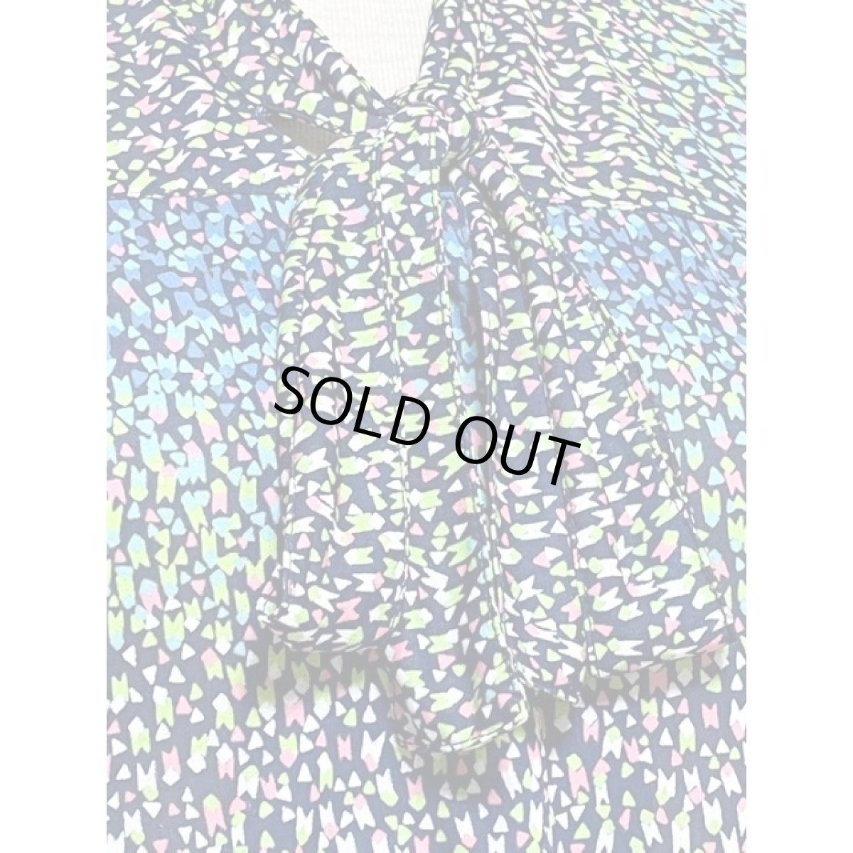 画像8: レトロワンピース グラデーションカラー リボン 70年代 半袖 古着 (8)