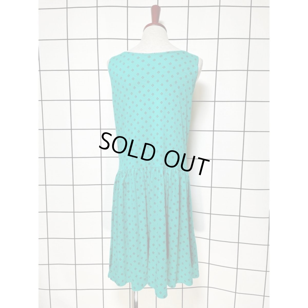 画像5: 花型ボタン 前開き ノースリーブ レトロ USA古着 ヴィンテージワンピース (5)