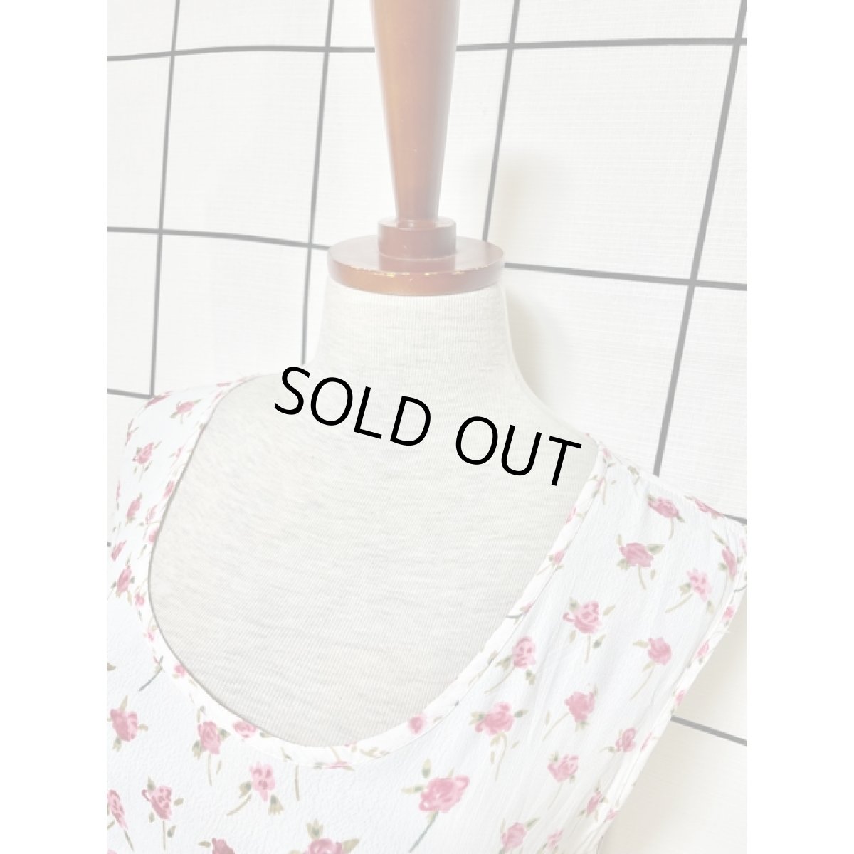 画像7: India ホワイト 花柄 ノースリーブ レトロ 古着 ワンピース【8494】 (7)