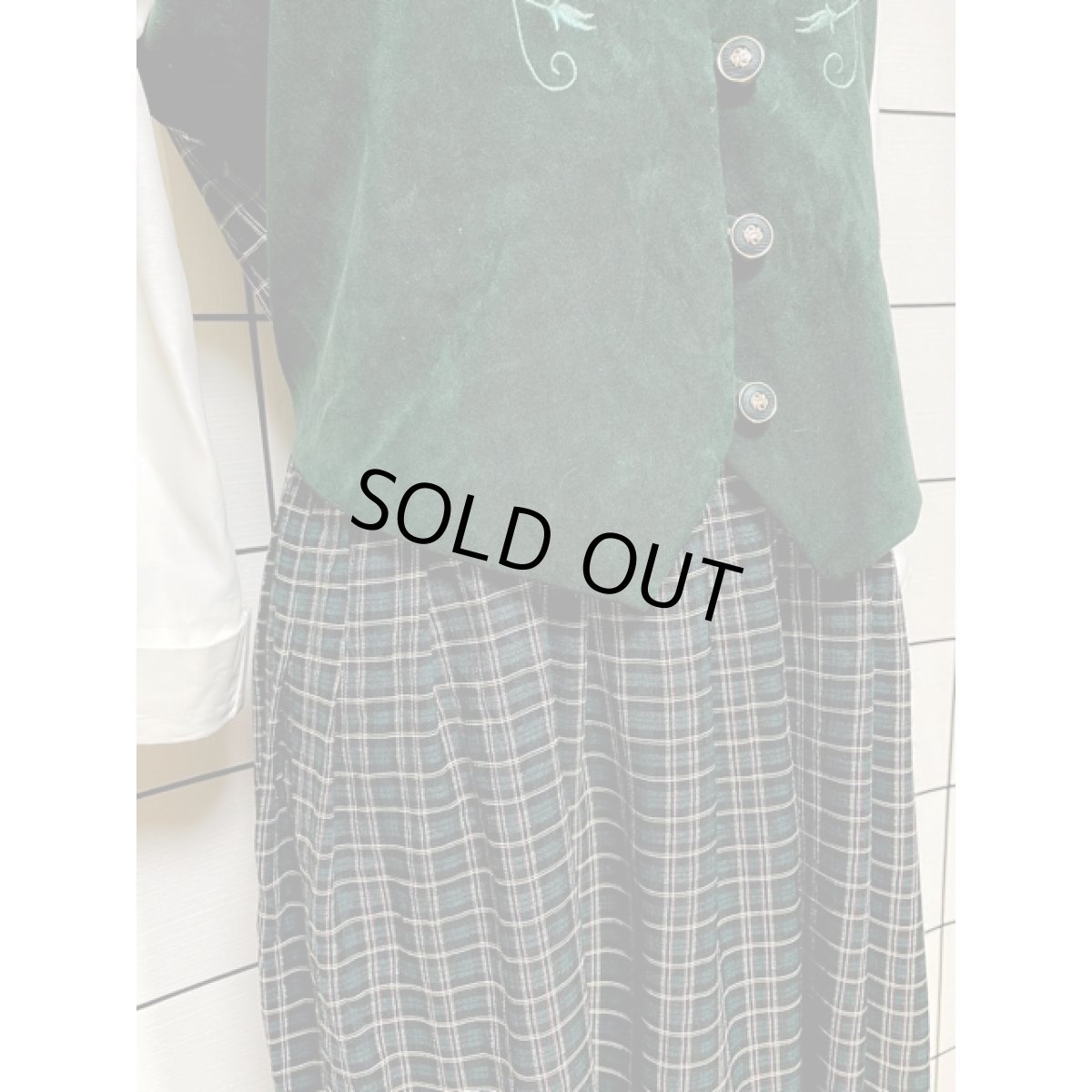 画像8: アメリカ古着 ワンピース ヴィンテージ 刺繍 レイヤード チェック バックリボン (8)