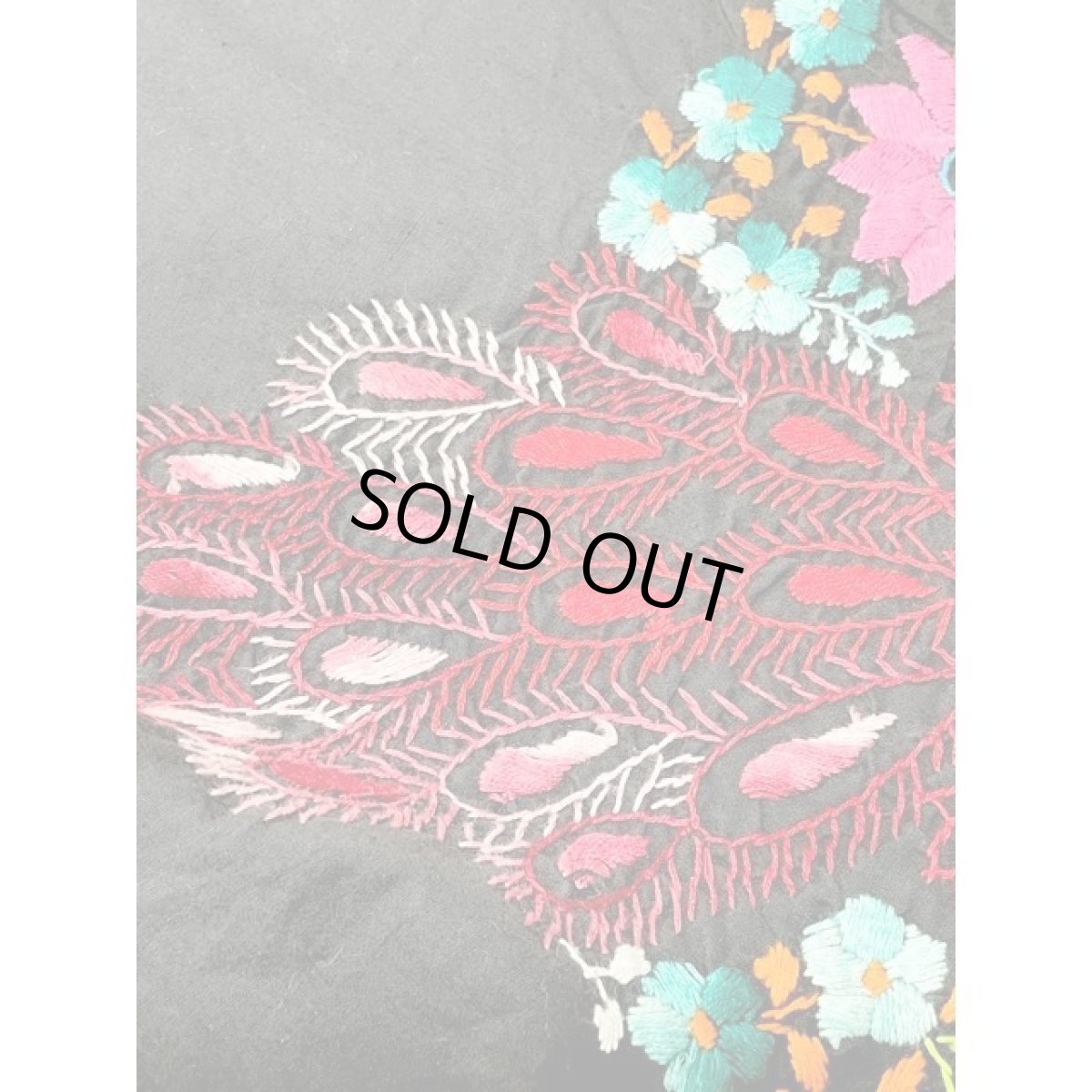 画像16: アメリカ古着 鳥刺繍 フォークロア 半袖 レトロ ヴィンテージメキシカンドレス ブラック 黒 (16)