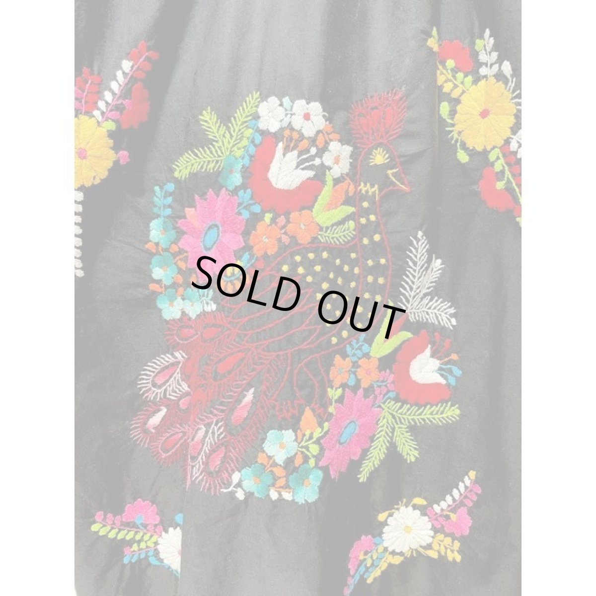 画像10: アメリカ古着 鳥刺繍 フォークロア 半袖 レトロ ヴィンテージメキシカンドレス ブラック 黒 (10)