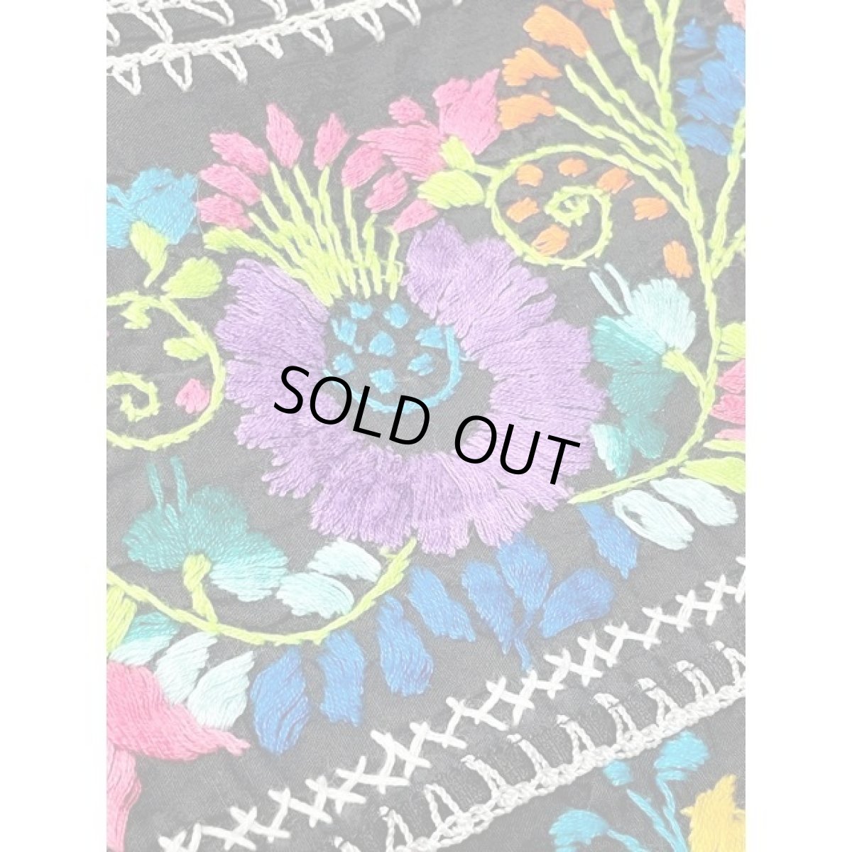 画像13: アメリカ古着 鳥刺繍 フォークロア 半袖 レトロ ヴィンテージメキシカンドレス ブラック 黒 (13)