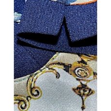 画像13: スペイン製 スカーフ柄 ドット フロントリボン プルオーバー ヨーロッパ古着 半袖 シャツ ヴィンテージブラウス (13)