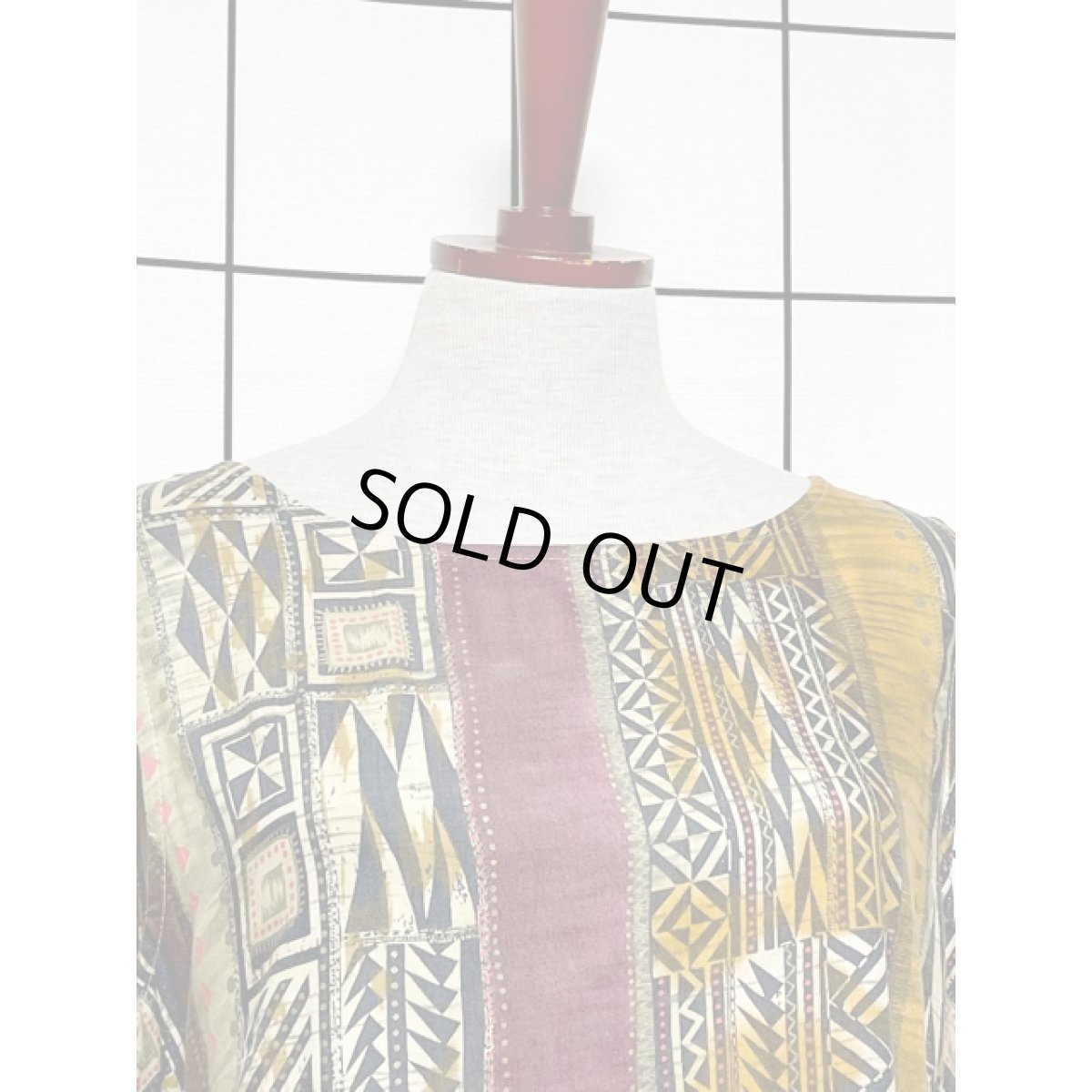 画像6: メキシコ製 エスニック柄 バックウエストリボン ノースリーブ レトロ 古着 ヴィンテージワンピース (6)