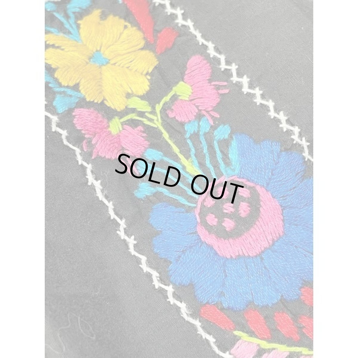 画像14: アメリカ古着 鳥刺繍 フォークロア 半袖 レトロ ヴィンテージメキシカンドレス ブラック 黒 (14)