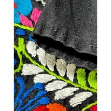 画像17: アメリカ古着 鳥刺繍 フォークロア 半袖 レトロ ヴィンテージメキシカンドレス ブラック 黒【V8506】 (17)