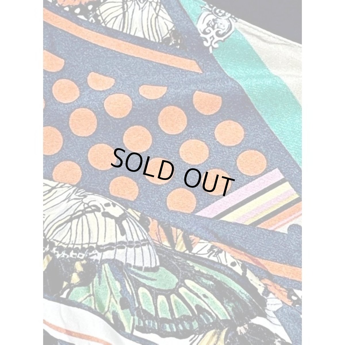 画像10: スペイン製 スカーフ柄 ドット フロントリボン プルオーバー ヨーロッパ古着 半袖 シャツ ヴィンテージブラウス (10)