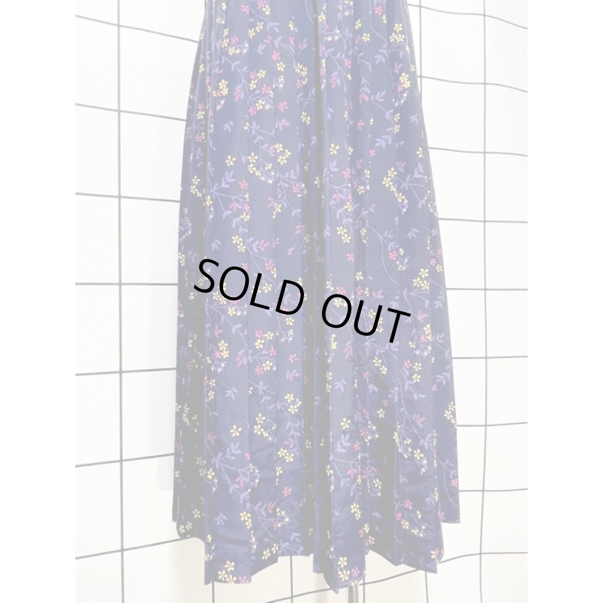 画像6: プリーツ 総柄 ネイビー ウエストゴム レトロ USA古着 ヴィンテージスカート (6)