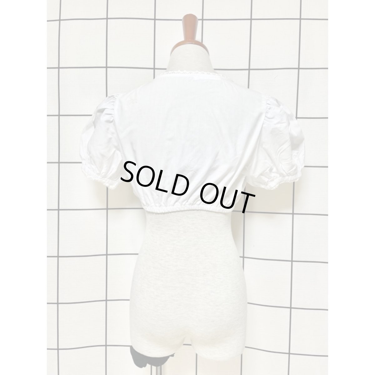 画像2: ショート丈 ホワイト レース ウエストゴム ディアンドル ヴィンテージブラウス ドイツ民族衣装 舞台 演奏会 フォークダンス オクトーバーフェスト (2)