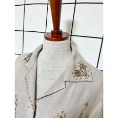画像4: クロスステッチ刺繍 フォークロア ヨーロッパ古着 半袖 ヴィンテージ 薄手シャツジャケット【V8529】 (4)