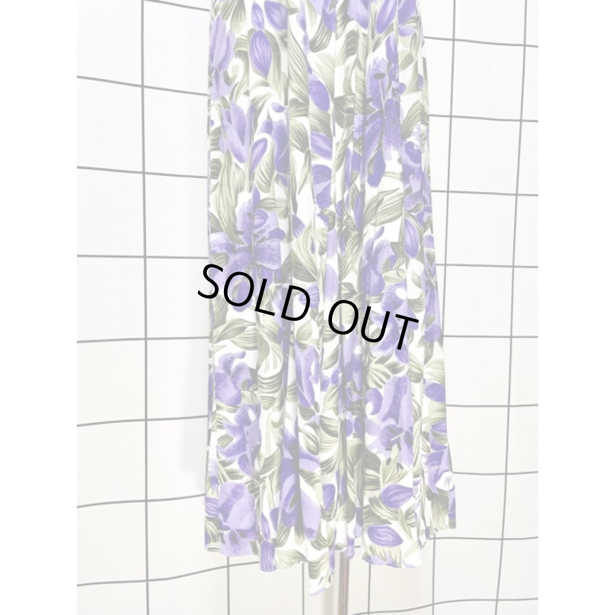 画像8: アメリカ古着 花柄 半袖 レトロ ヴィンテージワンピース パープル グリーン ホワイト【V8524】 (8)