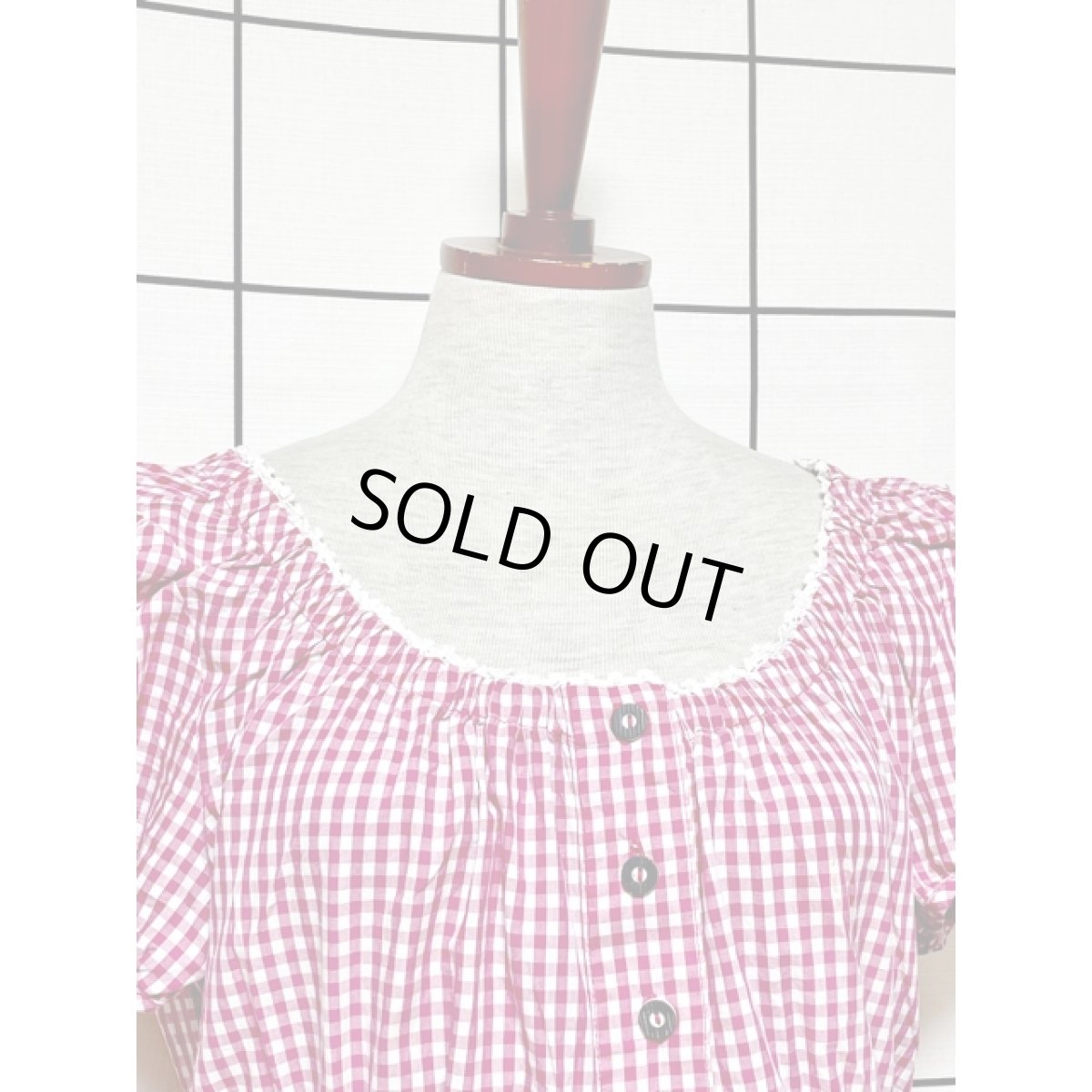 画像7: ギンガムチェック 袖先リボン レース ガーリー ディアンドル チロルブラウス ドイツ民族衣装 舞台 演奏会 フォークダンス オクトーバーフェスト (7)