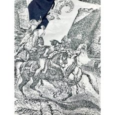 画像10: ペプラム 古代柄 馬柄 パフスリーブ ネイビー ホワイト ヨーロッパ古着 半袖 シャツ ヴィンテージブラウス【V8545】 (10)