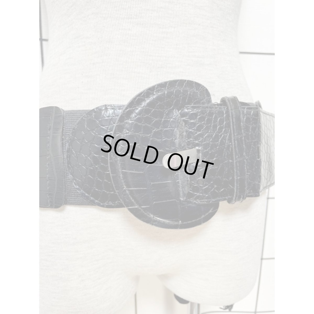 画像3: フェイクレザー ブラック ゴム レトロアンティーク ヴィンテージ 古着 ゴム ベルト【8551】 (3)