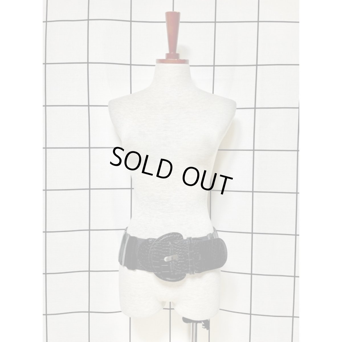 画像2: フェイクレザー ブラック ゴム レトロアンティーク ヴィンテージ 古着 ゴム ベルト【8551】 (2)