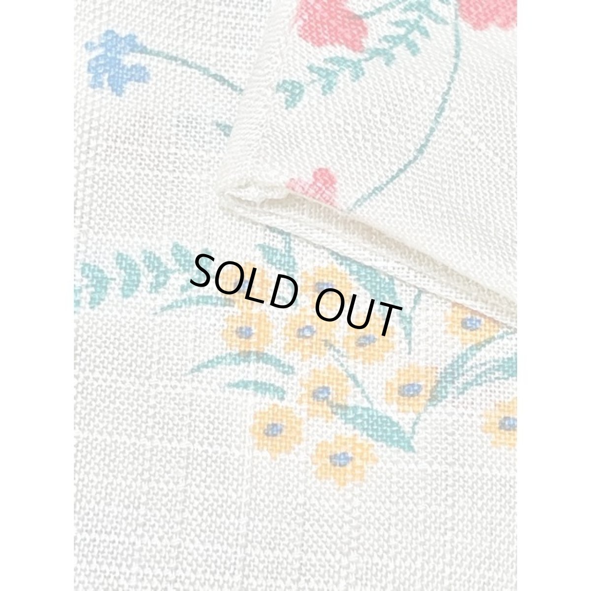 画像10: レトロワンピース 小花柄 70年代 オフホワイト ノースリーブ 古着 (10)