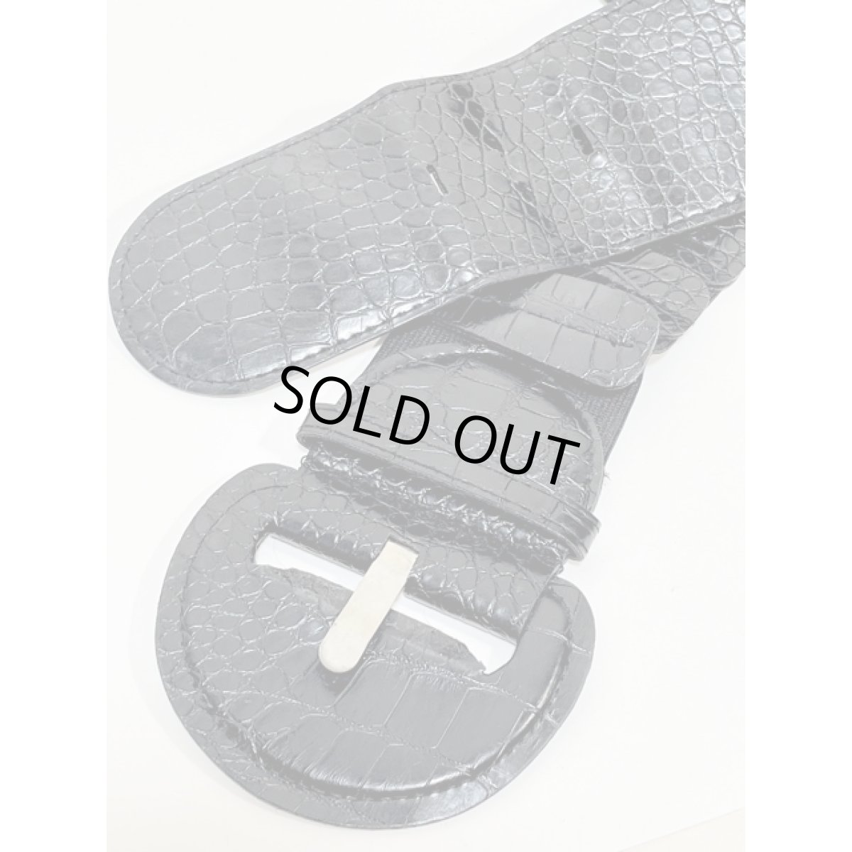 画像4: フェイクレザー ブラック ゴム レトロアンティーク ヴィンテージ 古着 ゴム ベルト【8551】 (4)