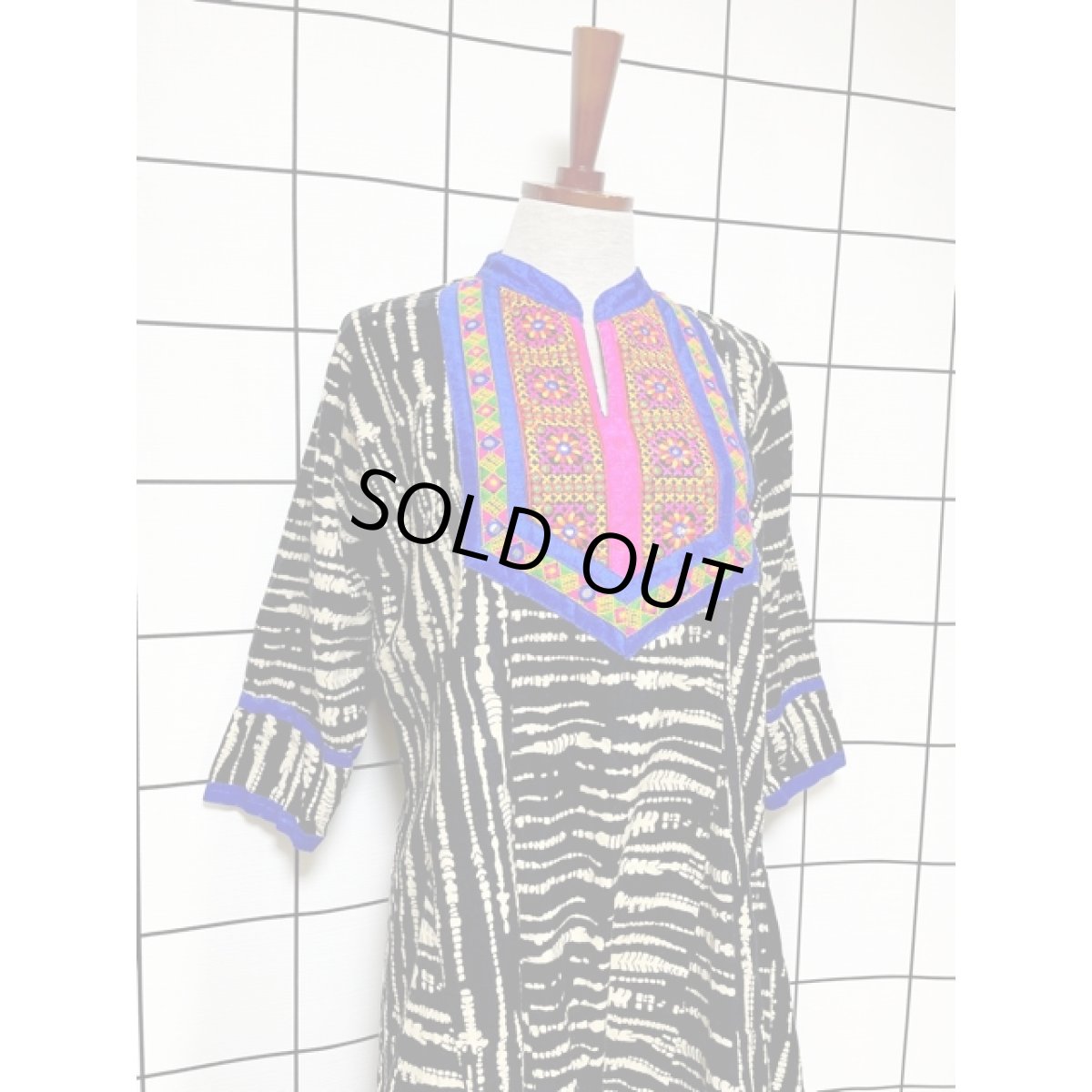 画像3: アフリカンバティック アメリカ古着 ドレス ヴィンテージ エスニック刺繍 レトロ (3)