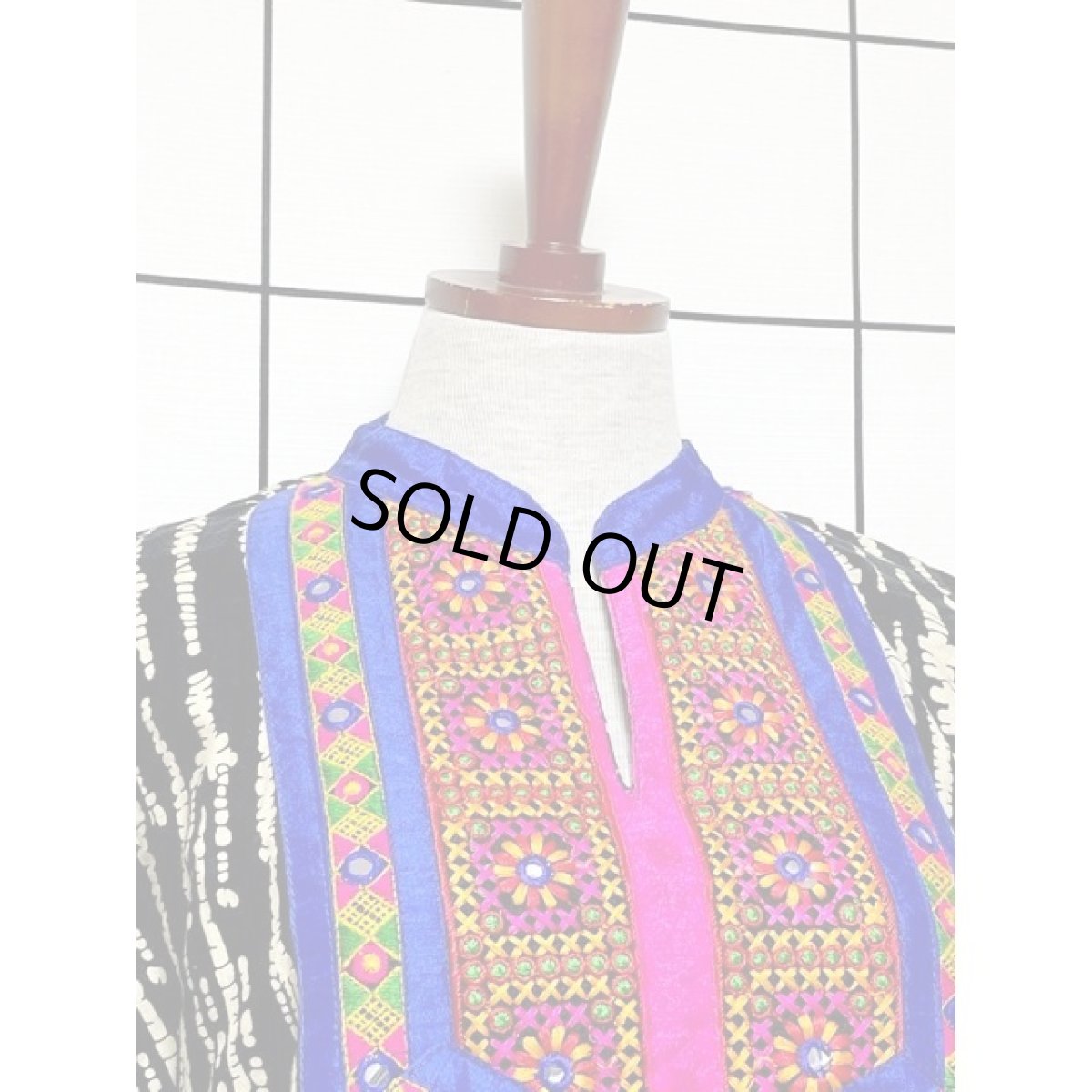 画像5: アフリカンバティック アメリカ古着 ドレス ヴィンテージ エスニック刺繍 レトロ (5)