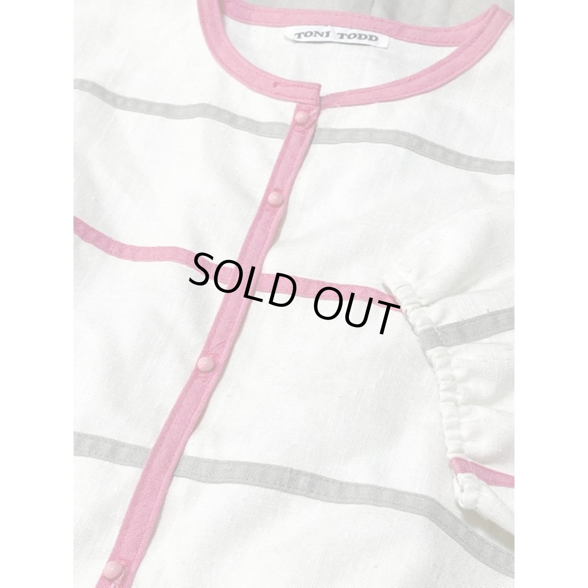 画像10: アメリカ古着 ウエストゴム 半袖 レトロ ヴィンテージワンピース ホワイト ピンク グレー【V8588】 (10)