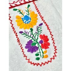 画像12: アメリカ古着 メキシコ製 花刺繍 フォークロア 半袖 レトロ ヴィンテージメキシカンドレス ホワイト 白【V8583】 (12)