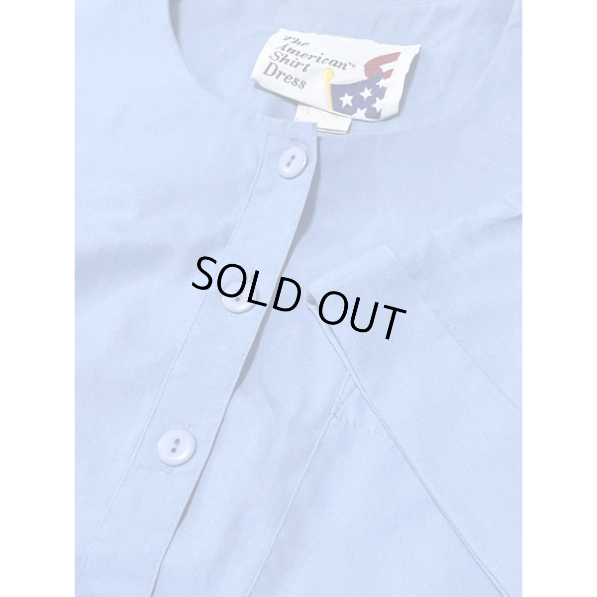 画像11: アメリカ古着 無地 ウエストゴム 半袖 レトロ ヴィンテージワンピース ライトブルー (11)