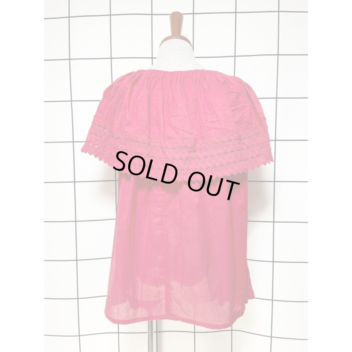 画像3: メキシカン刺繍 レース レッド フォークロア レトロ 古着 メキシコ製ヴィンテージ刺繍ブラウス (3)