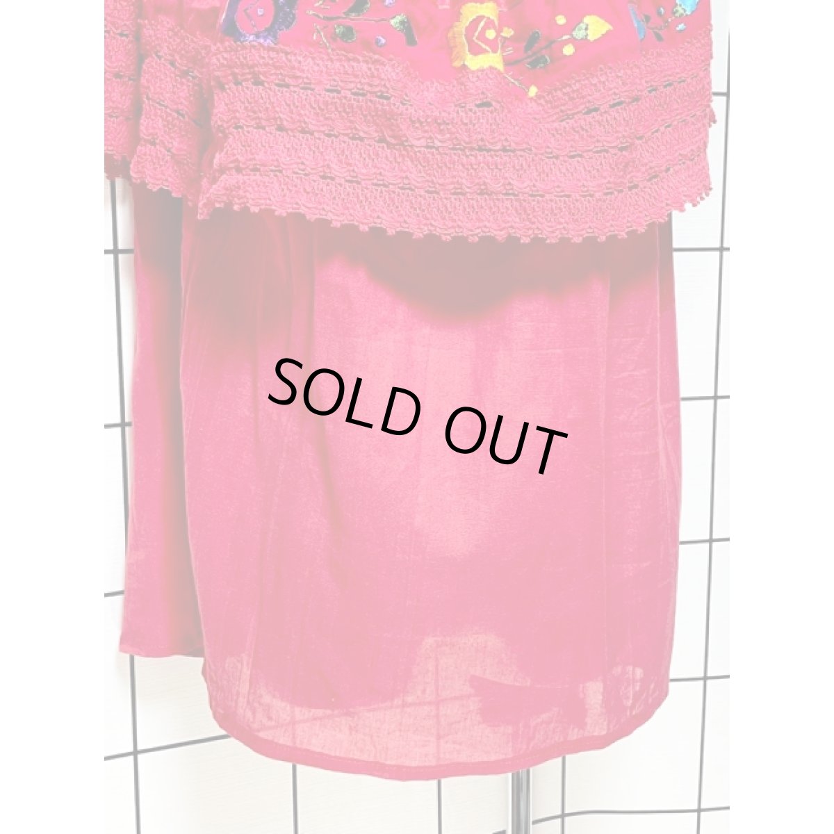 画像8: メキシカン刺繍 レース レッド フォークロア レトロ 古着 メキシコ製ヴィンテージ刺繍ブラウス (8)